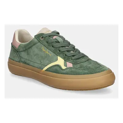 Semišové sneakers boty Pepe Jeans PLS31586 zelená barva, TRAVIS RETRO W