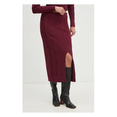 Sukně Dkny vínová barva, midi, DJ4R0377