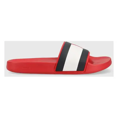 Pantofle Tommy Hilfiger RUBBER TH FLAG POOL SLIDE pánské, červená barva, FM0FM04263