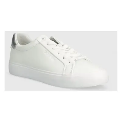 Kožené sneakers boty Calvin Klein VULCANIZED LACE UP LTH bílá barva, HW0HW02134