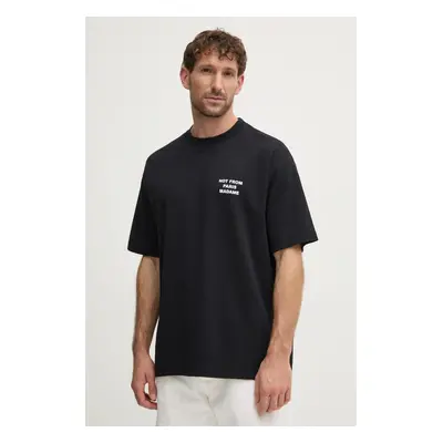 Bavlněné tričko Drôle de Monsieur Le T-Shirt Slogan černá barva, s potiskem, PERM-TS203-CO002-BL