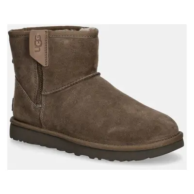 Semišové sněhule UGG Classic Mini Bailey Zip hnědá barva, 1151230-HCK