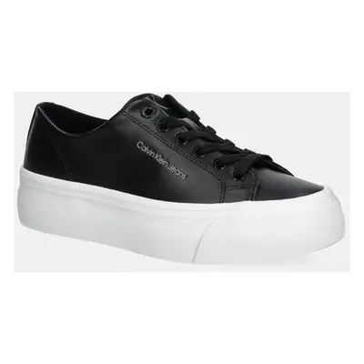 Sneakers boty Calvin Klein Jeans VULC FLATFORM LOW MG LTH černá barva, YW0YW01771