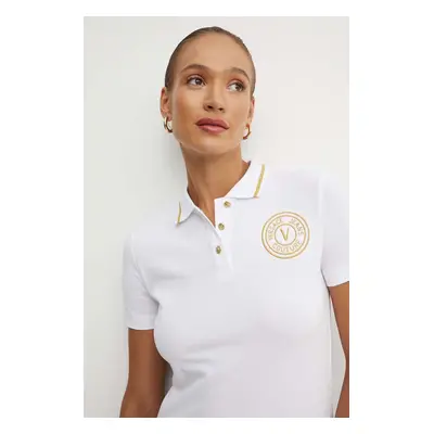 Bavlněné polo tričko Versace Jeans Couture bílá barva, 77HAGT00 CJ01T