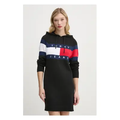 Bavlněné šaty Tommy Jeans černá barva, mini, DW0DW19470