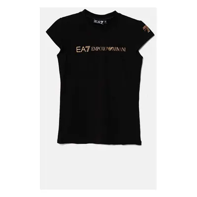 Dětské tričko EA7 Emporio Armani černá barva, 6DFT01 FJQCZ