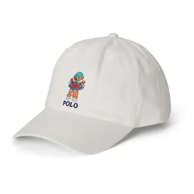 Bavlněná baseballová čepice Polo Ralph Lauren bílá barva, s aplikací, 323963969001