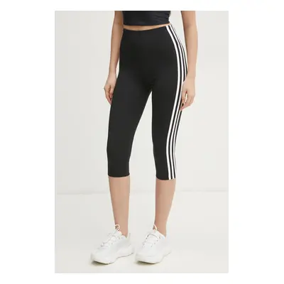 Legíny adidas Originals 3S CAPRI LGNS dámské, černá barva, vzorované, JD5019