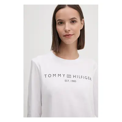 Bavlněné tričko s dlouhým rukávem Tommy Hilfiger bílá barva, WW0WW43620