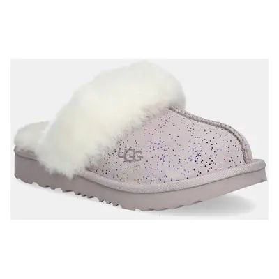 Dětské semišové papuče UGG COZY II SHIMMER SKY fialová barva, 1157672K