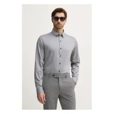 Bavlněná košile Michael Kors černá barva, slim, s límečkem button-down, CR5400HGXG