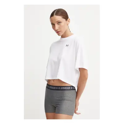 Tréninkové tričko Under Armour Boxy Crop Logo bílá barva, 1386845