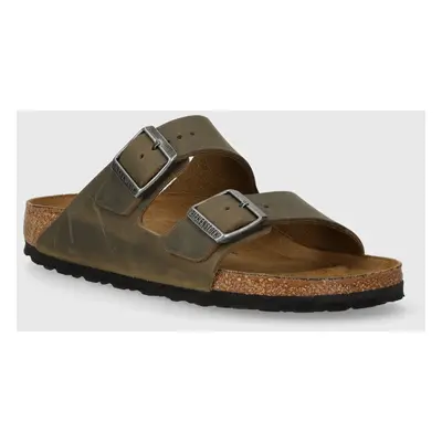 Nubukové pantofle Birkenstock Arizona zelená barva, 1027039