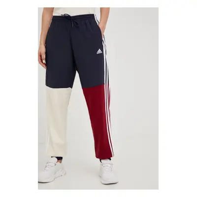 Tepláky adidas Essentials dámské, tmavomodrá barva, vzorované