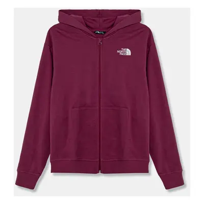 Dětská bavlněná mikina The North Face FZ OVERSIZE LIGHT HOODIE fialová barva, s kapucí, s potisk