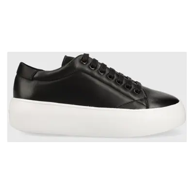 Kožené sneakers boty Calvin Klein BUBBLE CUPSOLE LACE černá barva, HW0HW01778