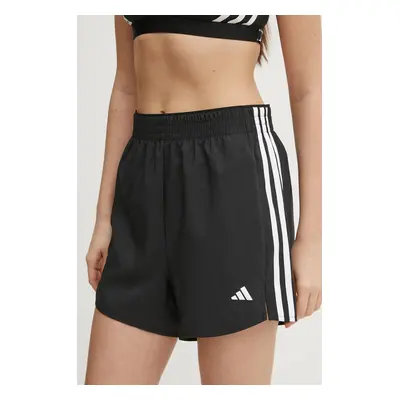 Tréninkové šortky adidas Performance 3 Stripes černá barva, s aplikací, high waist, JF4359