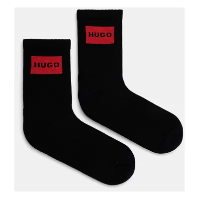 Ponožky HUGO 2-pack dámské, černá barva, 50510661