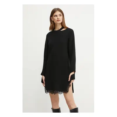 Vlněné šaty Pinko černá barva, mini, oversize, 104012 A238