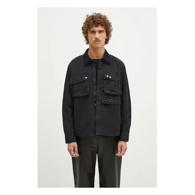 Košilová bunda Barbour Oakmoor OS Twill Overshirt černá barva, MOS0380