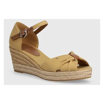 Sandály Tommy Hilfiger BASIC OPENED TOE MID WEDGE béžová barva, FW0FW04785