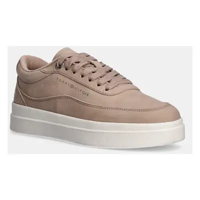 Nubukové tenisky Tommy Hilfiger MODERN COURT SNEAKER NUBUCK béžová barva, FW0FW08462