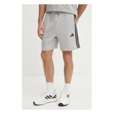 Kraťasy adidas Essentials pánské, šedá barva, melanžové, JE6419