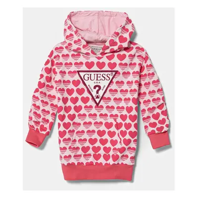 Dětské bavlněné šaty Guess růžová barva, mini, oversize, K5RK08 KA6R4