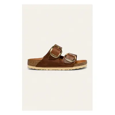 Kožené pantofle Birkenstock Arizona Big Buckle dámské, hnědá barva, 1011073