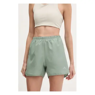 Běžecké šortky adidas Performance Run It zelená barva, high waist, JD2341