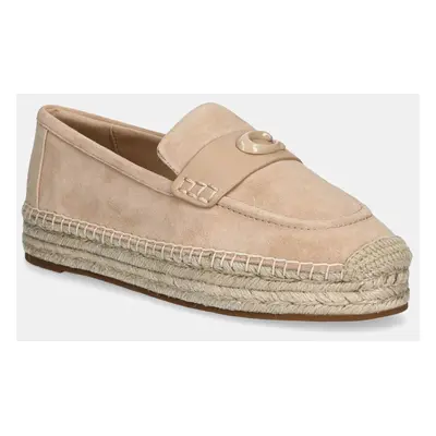 Semišové espadrilky Coach Camilla béžová barva, CR046