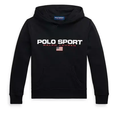 Dětská mikina Polo Ralph Lauren černá barva, s kapucí, s potiskem, 323962111002