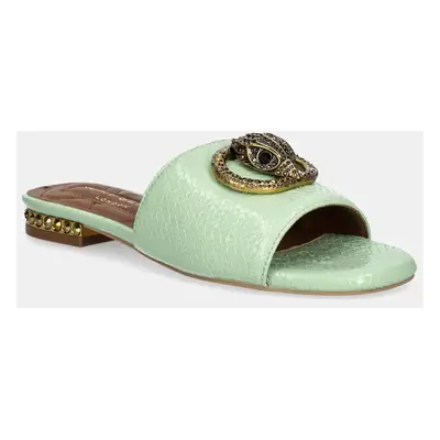 Kožené pantofle Kurt Geiger London Chelsea Flat Sandal dámské, zelená barva, 3416273719