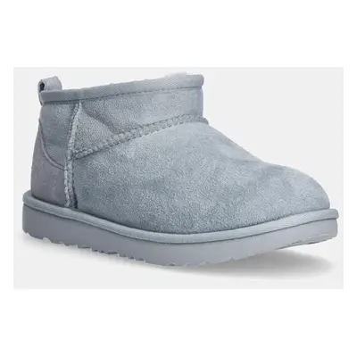 Dětské semišové sněhule UGG KIDS CLASSIC ULTRA MINI šedá barva, 1130750K