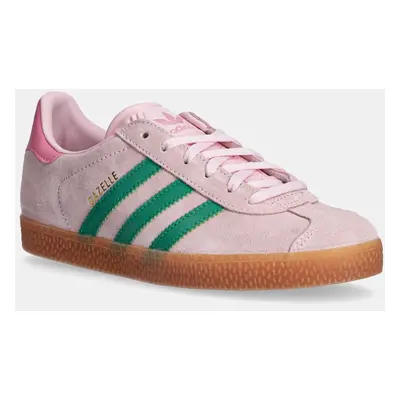 Dětské semišové sneakers boty adidas Originals GAZELLE růžová barva, JP7128