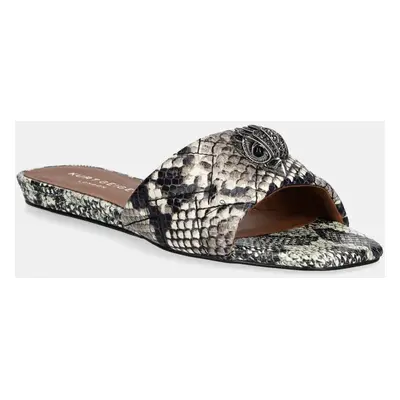 Kožené pantofle Kurt Geiger London Kensington Flat Sandal dámské, béžová barva, 8496139719