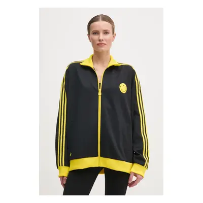 Mikina adidas Originals X Smiley dámská, černá barva, vzorovaná, JD2736