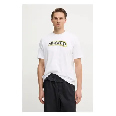 Bavlněné tričko Diesel T-ADJUST-R4 T-SHIRT bílá barva, s potiskem, A16397.0GRAI