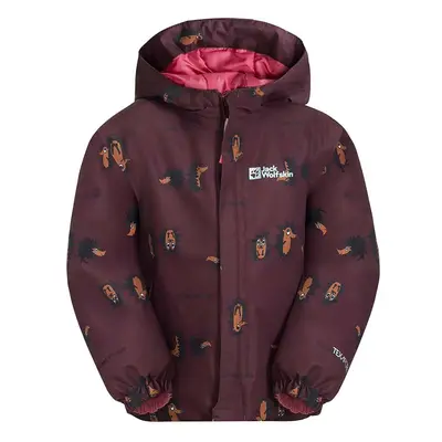 Dětská bunda Jack Wolfskin GLEEL 2L INS PRINT vínová barva