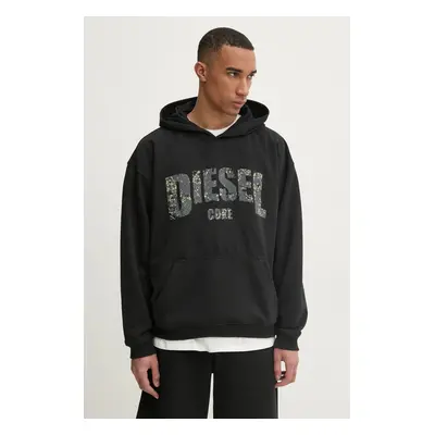 Mikina Diesel S-BOXT-HOOD-R13 SWEAT-SHIRT pánská, černá barva, s kapucí, s potiskem, A17269.0HYA