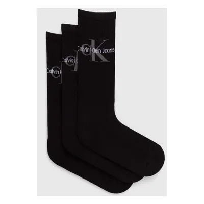 Ponožky Calvin Klein Jeans 3-pack pánské, černá barva, 701220514