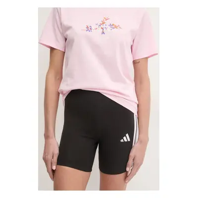 Dětské kraťasy adidas Essentials dámské, černá barva, s aplikací, high waist, JE1223