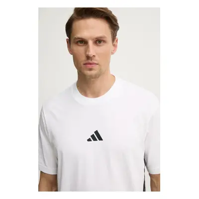 Bavlněné tričko adidas Essentials bílá barva, s aplikací, JE6388