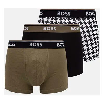 Boxerky BOSS 3-pack pánské, zelená barva, 50517829