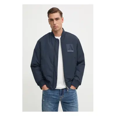 Bomber bunda Armani Exchange tmavomodrá barva, přechodná, oversize, 6DZB20 ZN5MZ