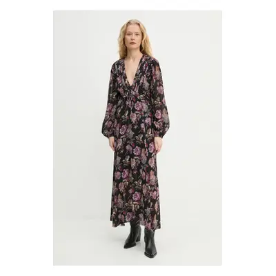 Šaty The Kooples černá barva, maxi, FROB29079K