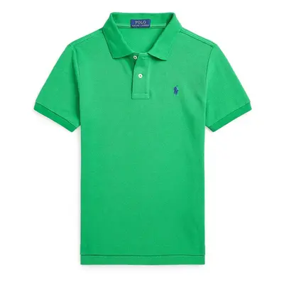 Dětská bavlněná polokošile Polo Ralph Lauren zelená barva, 323708857182