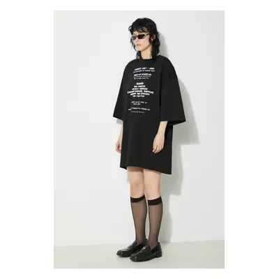 Bavlněné tričko Fiorucci Invitation Print Oversized T-Shirt černá barva, s potiskem, U01FPTSH107