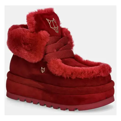 Semišové sněhule Naked Wolfe Bambi vínová barva, Bambi Suede Shearling Burgundy