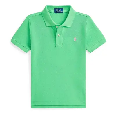 Dětská bavlněná polokošile Polo Ralph Lauren zelená barva, 322703632192